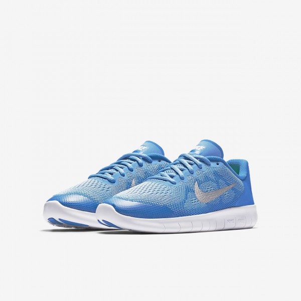 Nike Free Rn 2017 Laufschuhe Mädchen Blau Metallic Silber 695-61627