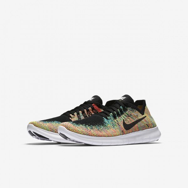 Nike Free Rn Flyknit 2017 Laufschuhe Mädchen Multicolor Blau Rosa Schwarz 897-41627