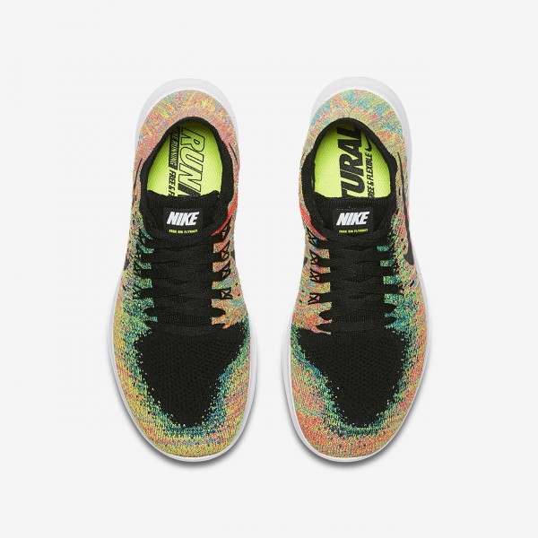 Nike Free Rn Flyknit 2017 Laufschuhe Mädchen Multicolor Blau Rosa Schwarz 897-41627