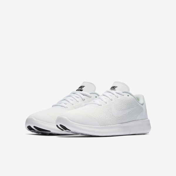 Nike Free Rn 2017 Laufschuhe Mädchen Weiß Schwarz Platin 333-46222