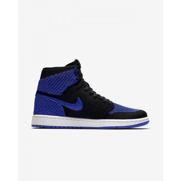 Nike Air Jordan 1 Retro high Flyknit Freizeitschuhe Herren Schwarz Weiß Königsblau 969-55935