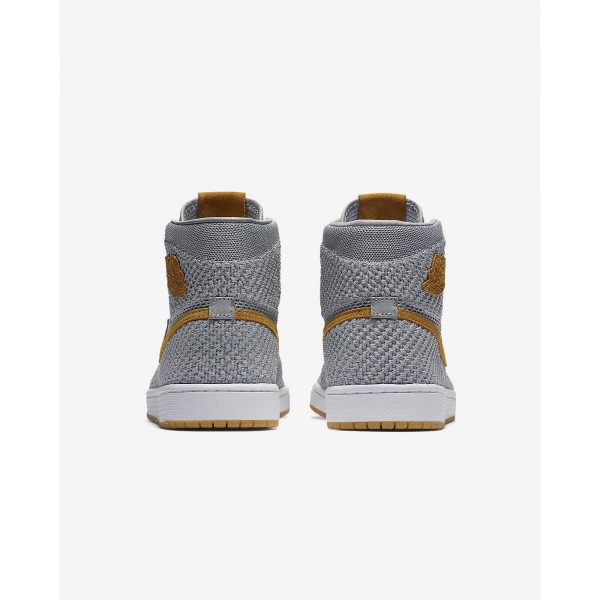 Nike Air Jordan 1 Retro high Flyknit Freizeitschuhe Herren Grau Gelb Weiß Gold 514-83941