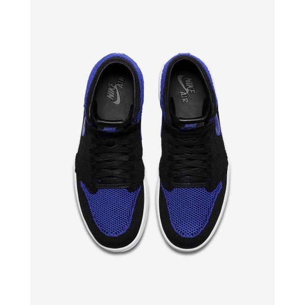 Nike Air Jordan 1 Retro high Flyknit Freizeitschuhe Herren Schwarz Weiß Königsblau 969-55935