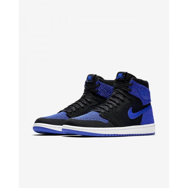 Nike Air Jordan 1 Retro high Flyknit Freizeitschuhe Herren Schwarz Weiß Königsblau 969-55935