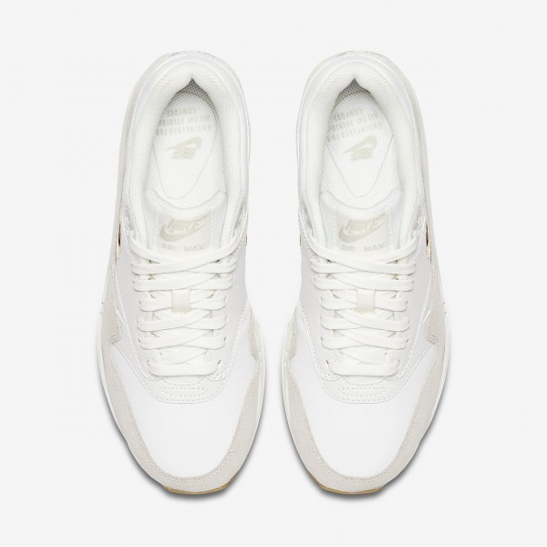 Nike Air Max 1 Premium Sc Freizeitschuhe Damen Weiß Hellbraun Metallic Gold 858-32020