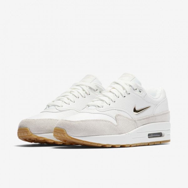 Nike Air Max 1 Premium Sc Freizeitschuhe Damen Weiß Hellbraun Metallic Gold 858-32020