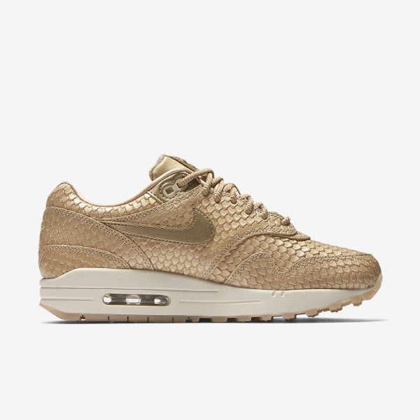Nike Air Max 1 Premium Freizeitschuhe Damen Hellbraun Weiß 737-65028