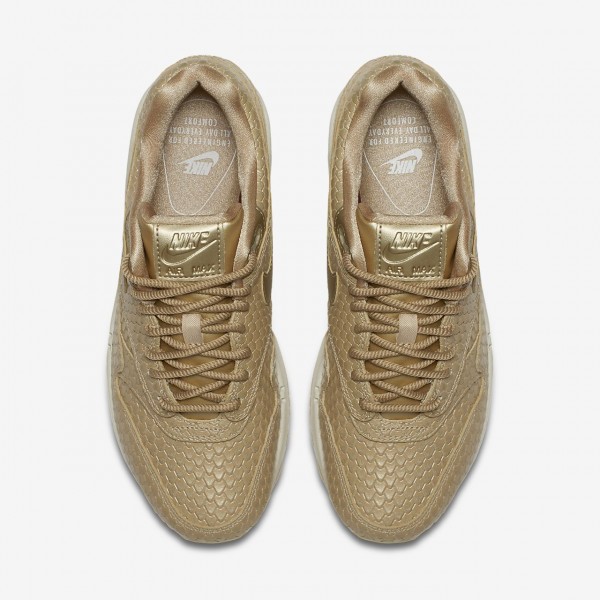 Nike Air Max 1 Premium Freizeitschuhe Damen Hellbraun Weiß 737-65028