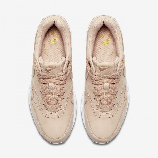 Nike Air Max 1 Premium Freizeitschuhe Damen Beige Weiß 799-13867