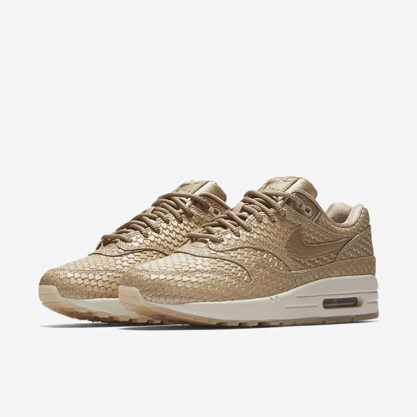Nike Air Max 1 Premium Freizeitschuhe Damen Hellbraun Weiß 737-65028