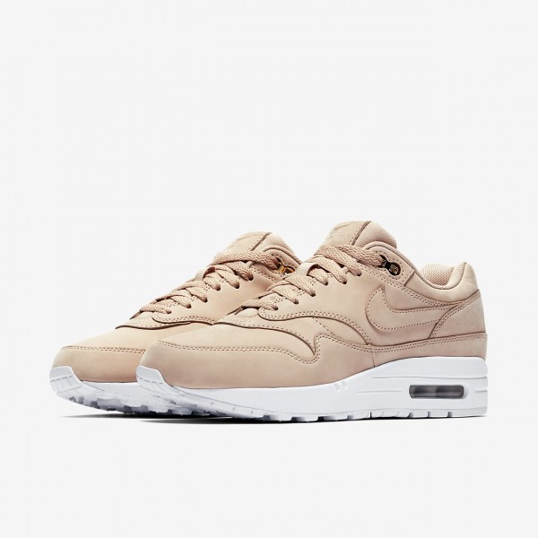 Nike Air Max 1 Premium Freizeitschuhe Damen Beige Weiß 799-13867
