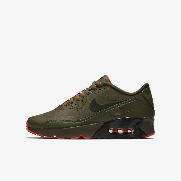 Nike Air Max 90 Ultra 2.0 Le Freizeitschuhe Jungen Olive Rot Orange 456-63736