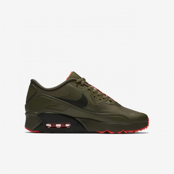Nike Air Max 90 Ultra 2.0 Le Freizeitschuhe Jungen Olive Rot Orange 456-63736