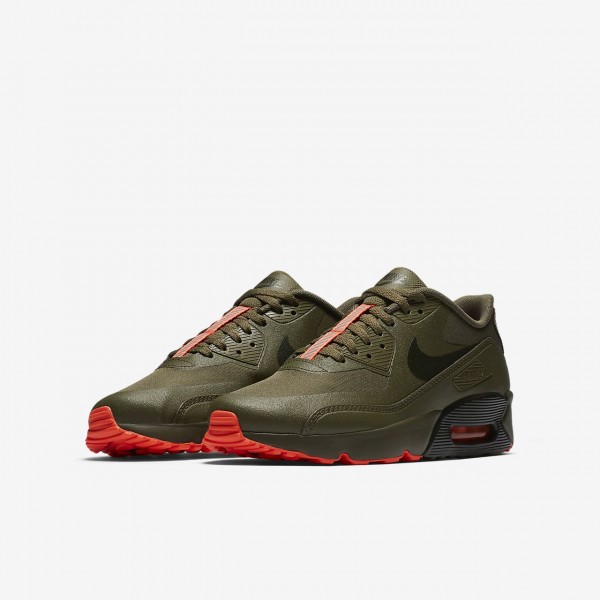 Nike Air Max 90 Ultra 2.0 Le Freizeitschuhe Jungen Olive Rot Orange 456-63736