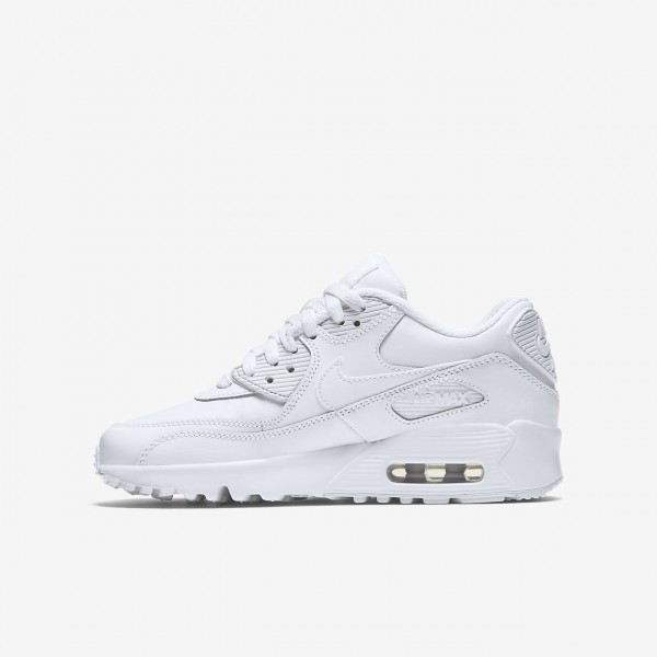 Nike Air Max 90 Leder Freizeitschuhe Jungen Weiß 778-71481