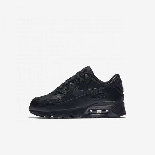 Nike Air Max 90 Leder Freizeitschuhe Jungen Schwar...