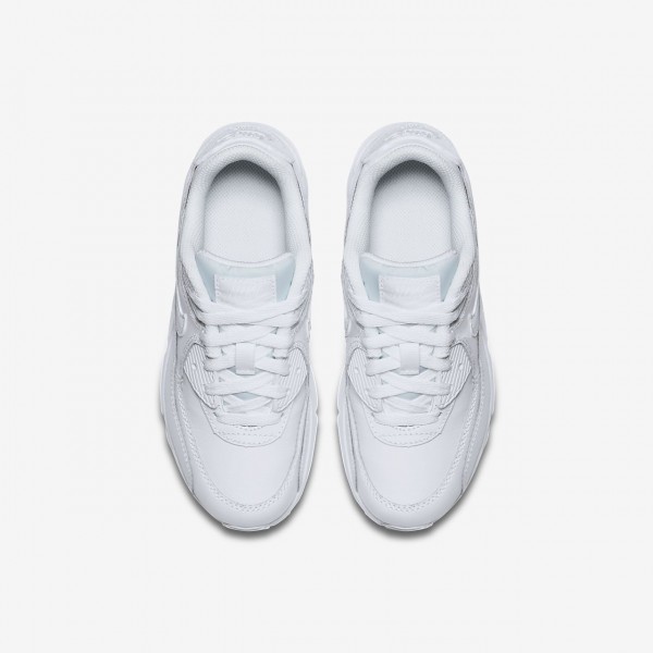 Nike Air Max 90 Leder Freizeitschuhe Jungen Weiß 304-87643