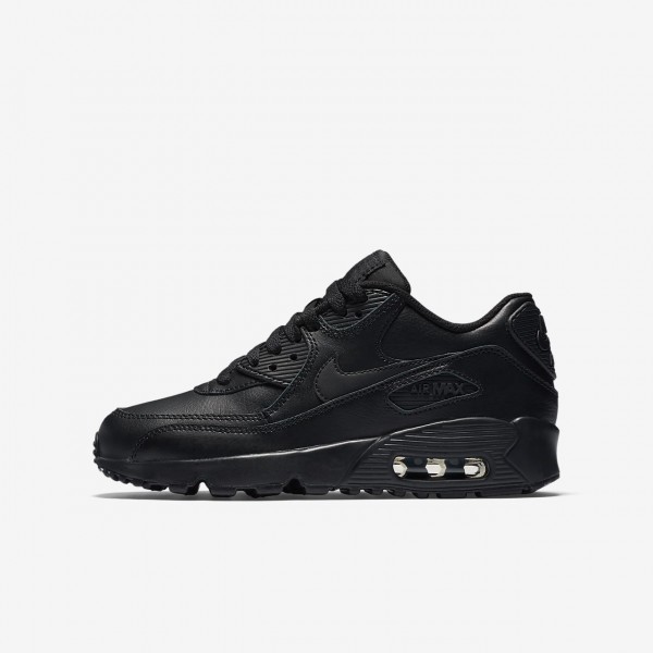 Nike Air Max 90 Leder Freizeitschuhe Jungen Schwar...