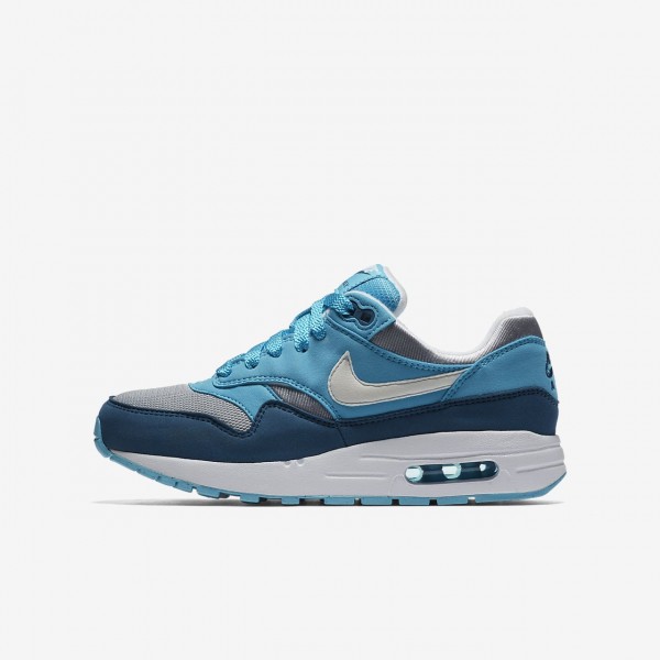 Nike Air Max 1 Freizeitschuhe Jungen Grau Hellblau Weiß 880-55691