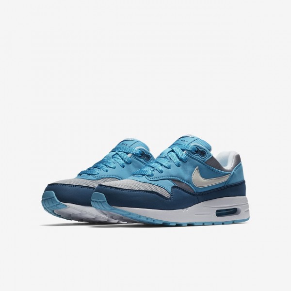Nike Air Max 1 Freizeitschuhe Jungen Grau Hellblau Weiß 880-55691