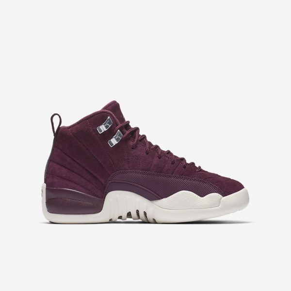 Nike Air Jordan Retro 12 Outdoor Schuhe Jungen Bordeaux Metallic Silber Weiß 974-39548