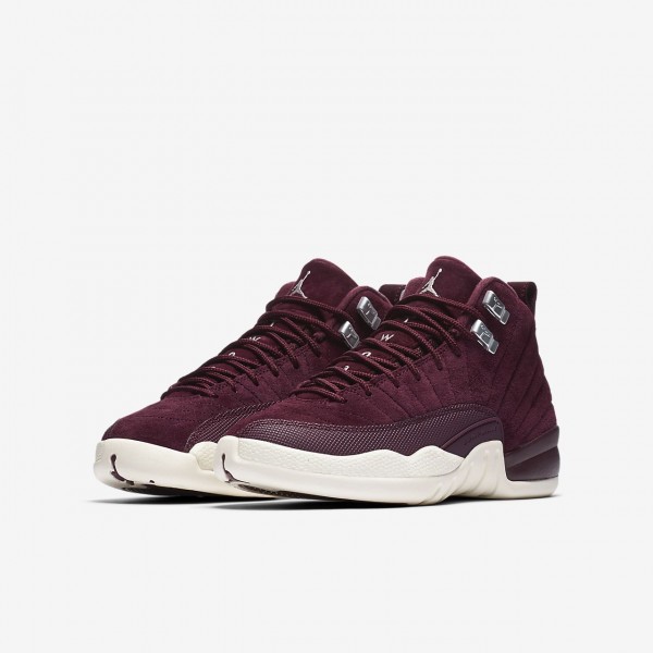 Nike Air Jordan Retro 12 Outdoor Schuhe Jungen Bordeaux Metallic Silber Weiß 974-39548