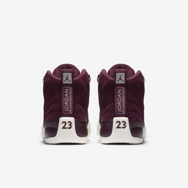 Nike Air Jordan Retro 12 Outdoor Schuhe Jungen Bordeaux Metallic Silber Weiß 974-39548