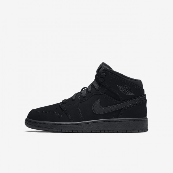 Nike Air Jordan 1 Mid Outdoor Schuhe Jungen Schwar...