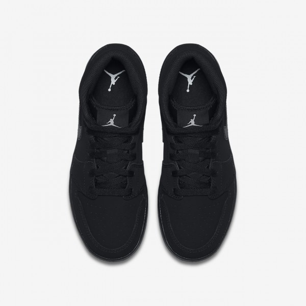 Nike Air Jordan 1 Mid Outdoor Schuhe Jungen Schwarz Weiß 278-13190