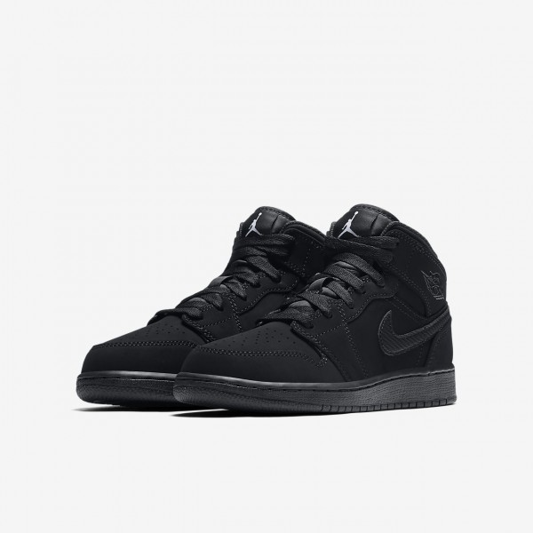 Nike Air Jordan 1 Mid Outdoor Schuhe Jungen Schwarz Weiß 278-13190