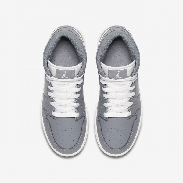 Nike Air Jordan 1 Mid Outdoor Schuhe Jungen Grau Weiß 242-83978