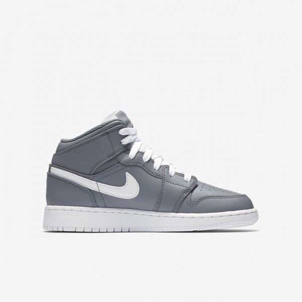 Nike Air Jordan 1 Mid Outdoor Schuhe Jungen Grau Weiß 242-83978