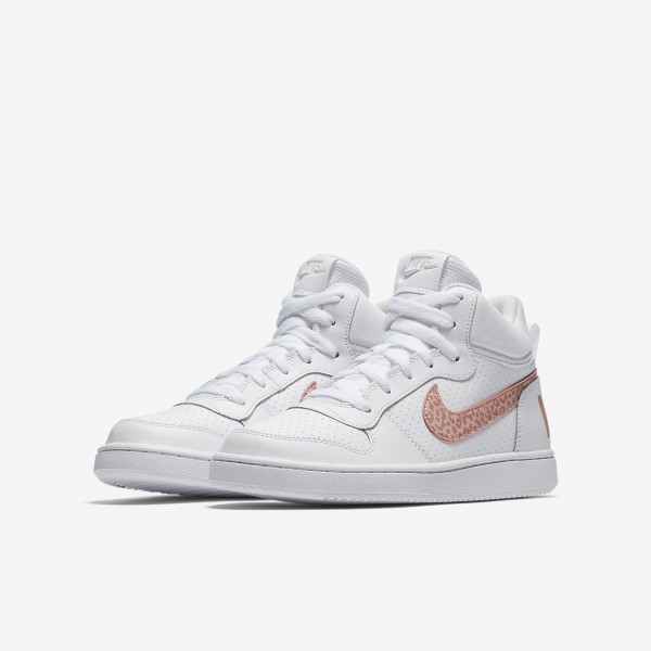 Nike Court Borough Mid Freizeitschuhe Mädchen Weiß Rosa Pink 603-36982