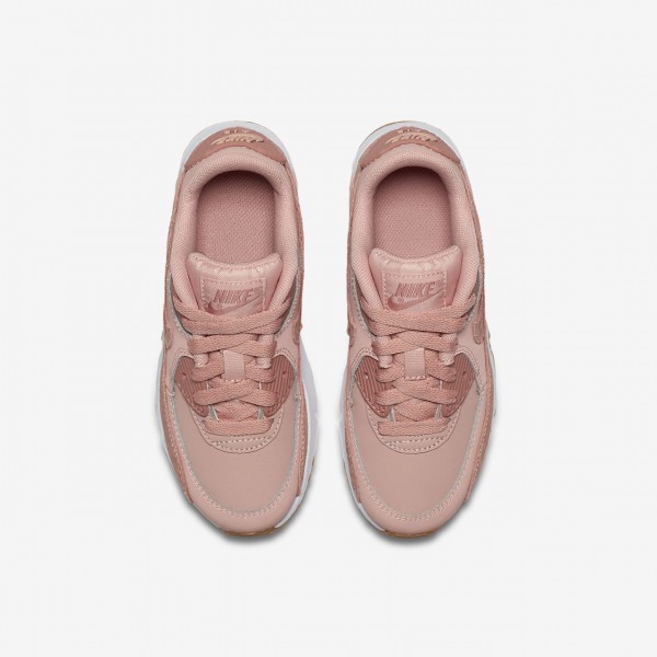 Nike Air Max 90 Se Leder Freizeitschuhe Mädchen Rosa Weiß Hellbraun Pink 792-62166
