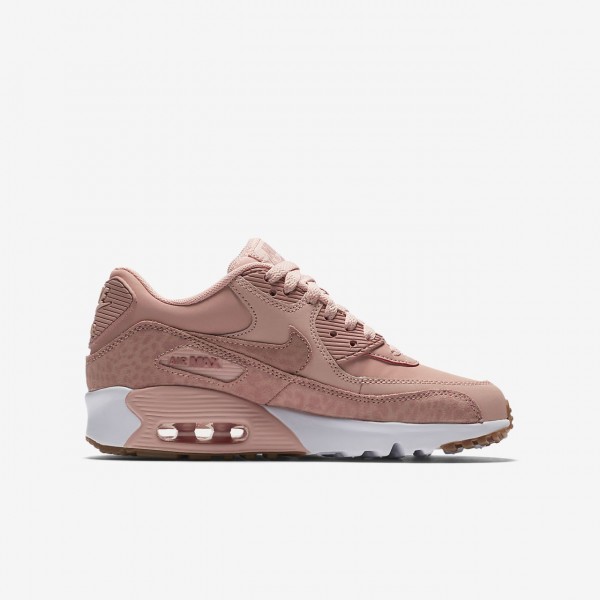 Nike Air Max 90 Se Leder Freizeitschuhe Mädchen Rosa Weiß Hellbraun Pink 419-65847
