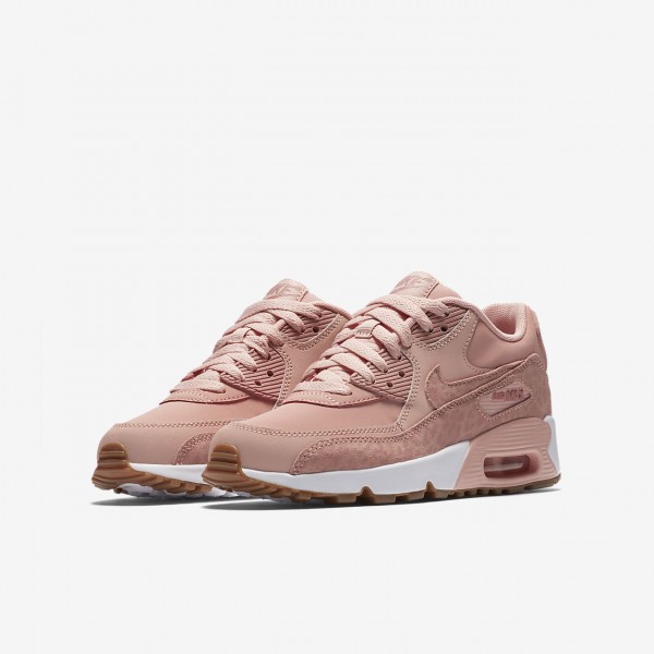 Nike Air Max 90 Se Leder Freizeitschuhe Mädchen Rosa Weiß Hellbraun Pink 419-65847