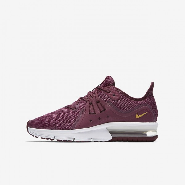 Nike Air Max Sequent 3 Laufschuhe Mädchen Bordeaux Fuchsie Platin Metallic Gold 260-30536