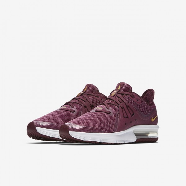 Nike Air Max Sequent 3 Laufschuhe Mädchen Bordeaux Fuchsie Platin Metallic Gold 260-30536