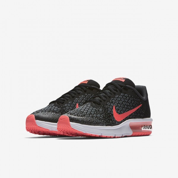 Nike Air Max Sequent 2 Laufschuhe Mädchen Schwarz Grau Pink 594-99009