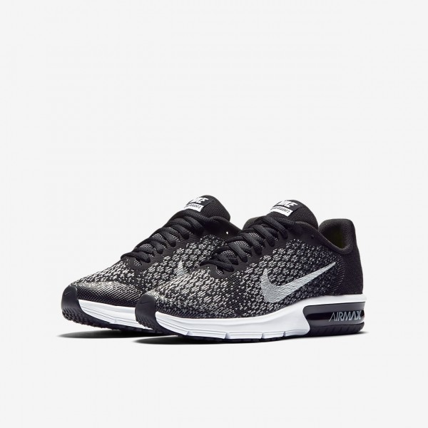 Nike Air Max Sequent 2 Laufschuhe Mädchen Schwarz Dunkelgrau Metallic Silber 769-83670