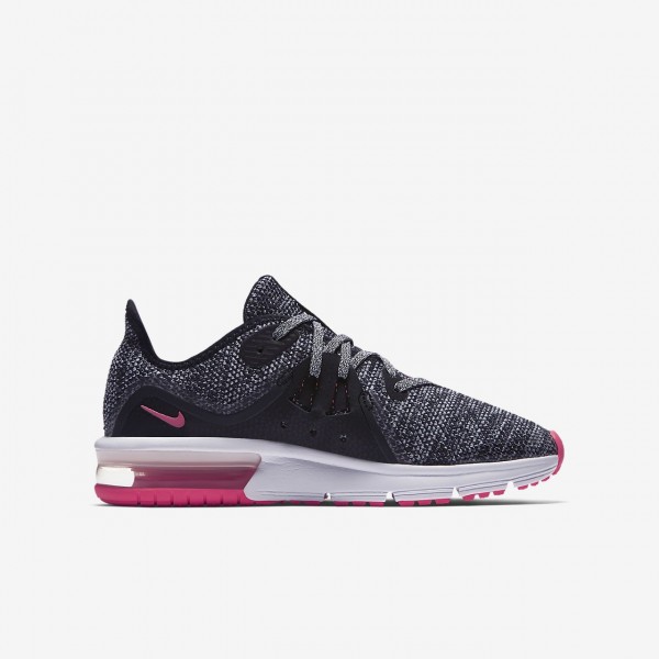 Nike Air Max Sequent 3 Laufschuhe Mädchen Schwarz Grau Pink 668-18982