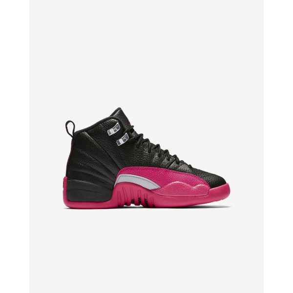 Nike Air Jordan 12 Retro Outdoor Schuhe Mädchen Schwarz Metallic Silber Rosa 295-38911
