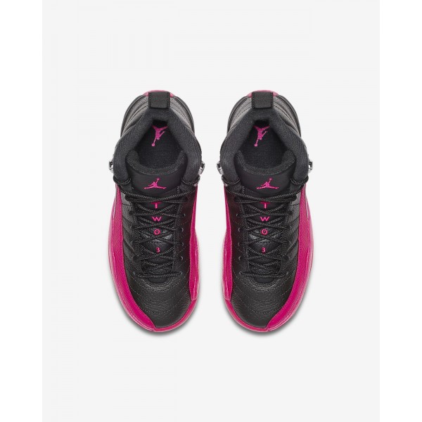 Nike Air Jordan 12 Retro Outdoor Schuhe Mädchen Schwarz Metallic Silber Rosa 295-38911