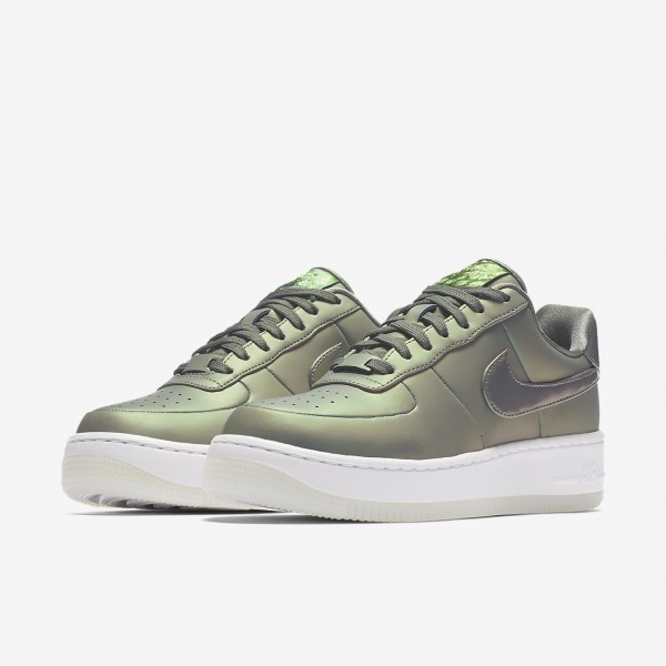 Nike Air Force 1 Upstep Premium Lx Freizeitschuhe Damen Dunkelolive Weiß 354-87318