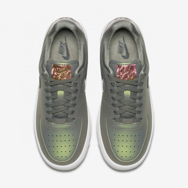 Nike Air Force 1 Upstep Premium Lx Freizeitschuhe Damen Dunkelolive Weiß 354-87318