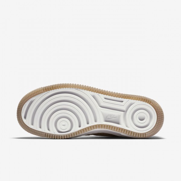 Nike Air Force 1 Upstep Premium Freizeitschuhe Damen Hellbraun Weiß 832-60110