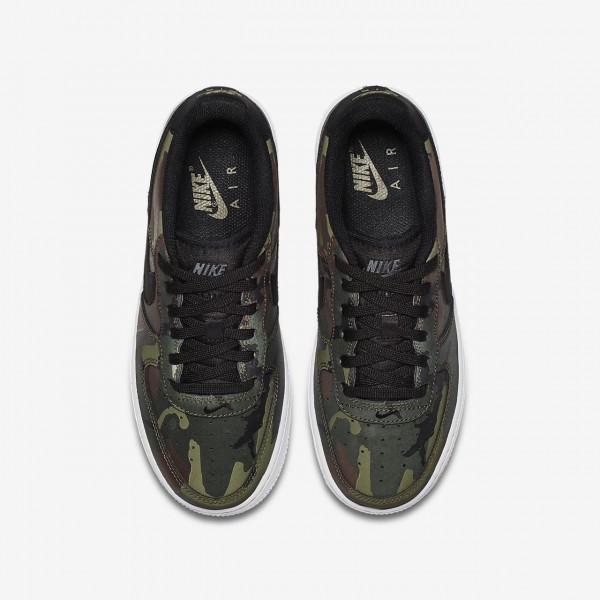 Nike Air Force 1 Lv8 Freizeitschuhe Jungen Olive Braun Weiß Schwarz 610-74287