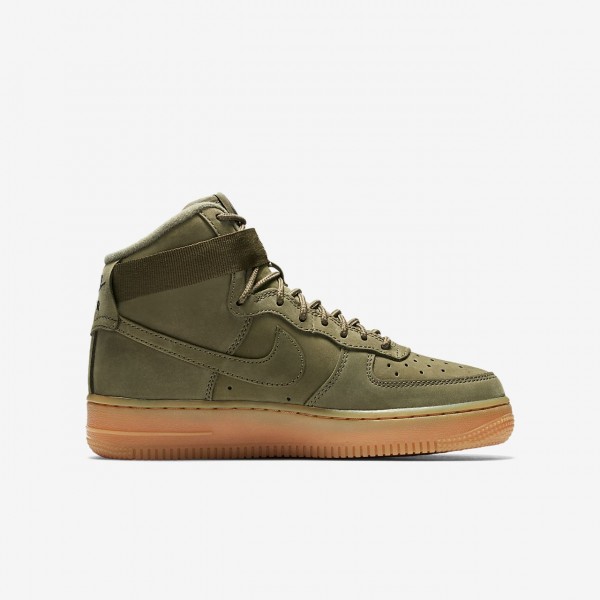 Nike Air Force 1 high Wb Freizeitschuhe Jungen Olive Hellbraun Schwarz 796-40831