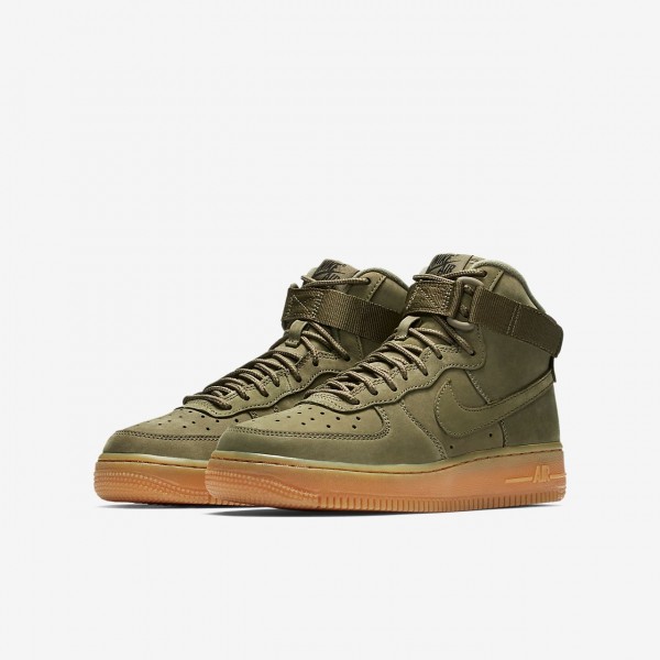 Nike Air Force 1 high Wb Freizeitschuhe Jungen Olive Hellbraun Schwarz 796-40831