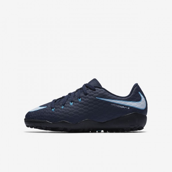 Nike Jr. Hypervenomx Phelon 3 Tf Fußballschuhe Jungen Obsidian Blau Weiß 190-73734